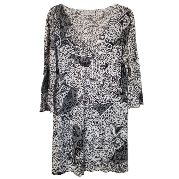 J Valdi Cover Up Womens Black White Printed Lace Up Swimsuit Tunic S/Med - Picture 1 of 3